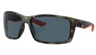 Camoflage Costa sunglasses with gray lenses on a white background
