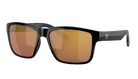 Black Costa sunglasses with Gold Mirror lenses on a white background