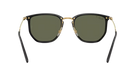 RayBan Polarized Sunglasses with black frame and green lenses on a white background