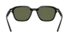 Black Ray-Ban polarized sunglasses with green lenses on a white background