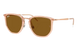 RayBan Sunglasses with rose gold frame and brown lenses on a white background
