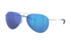 Costa Aviator sunglasses with blue mirror lenses and silver frame on a white background