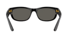 Black RayBan wrap sunglasses with a white background
