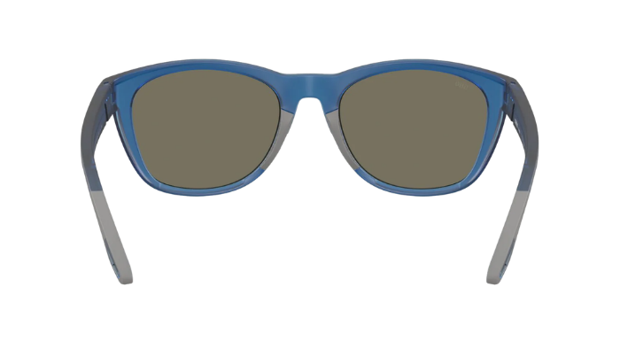 Blue Costa sunglasses with polarized blue mirror lenses a clear background