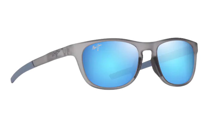 maui Jim Sunglasses with blue reflective lenses on a white background Melemele
