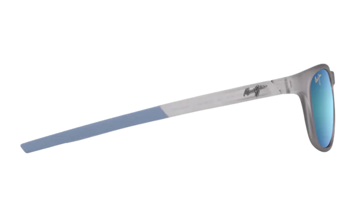 maui Jim Sunglasses with blue reflective lenses on a white background Melemele