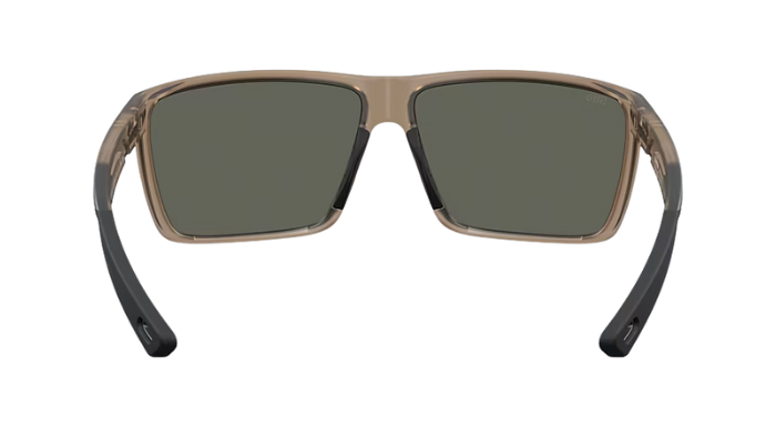 Costa Sunglasses with a transparent matte brown frame and gray lenses on a white background