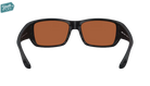 Black Costa Youth wraparound Sunglasses with green mirror lenses.