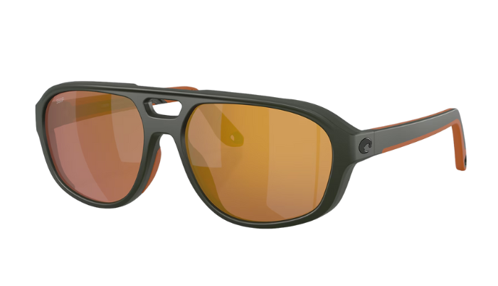 Black Costa Sunglasses with gold mirror lenses. Street Heat