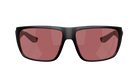 Black Costa sunglasses with rose-tinted polarized lenses on a white background
