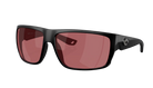 Black Costa sunglasses with rose-tinted polarized lenses on a white background