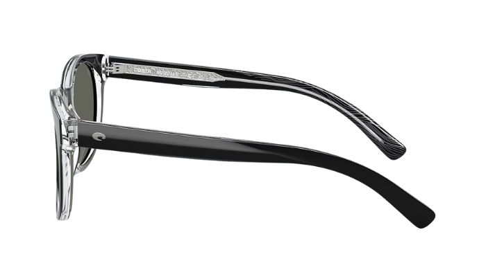 Black Costa sunglasses with polarized dark lenses on a white background