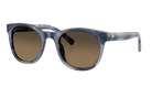 Costa Sunglasses with blue frame and brown polarized lenses on a white background
