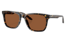 Sunglasses with tortoiseshell frame and brown lenses on a white background