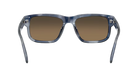 Sunglasses with blue frame and brown lenses on a white background