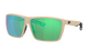 Costa sand sunglasses with green polarized reflective lenses on a white background