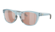 Costa Sunglasses with light blue frames and polarized copper lenses on a white background