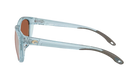 Costa Sunglasses with light blue frames and polarized copper lenses on a white background