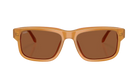 Sunglasses with brown lenses and frame on a white background