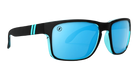 Blenders Sunglasses with black frame and blue lenses on a white background