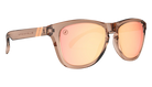 Blenders Sunglasses with rose gold frame and pink-tinted lenses on a white background