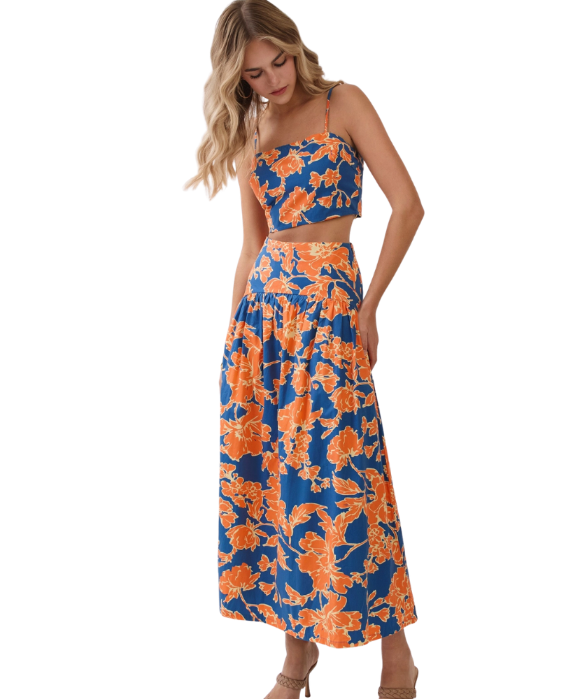 Nat Floral Maxi Skirt