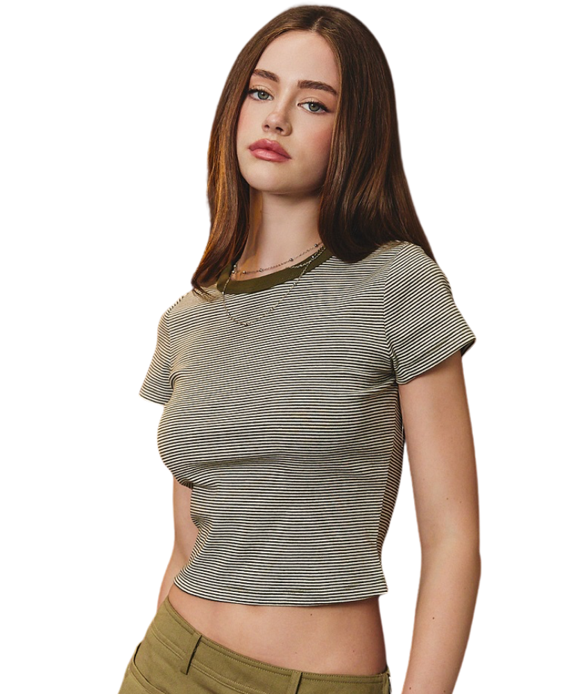 Riley Round Neck Short Sleeve Stripe Tee