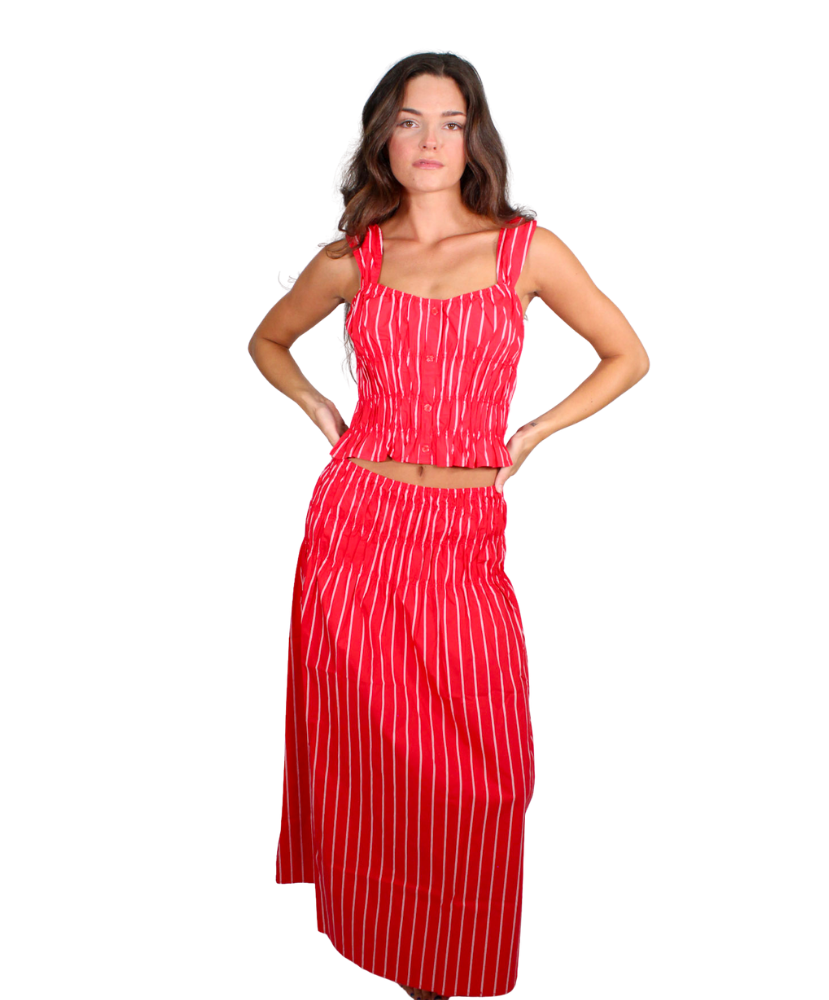 Charlotte Striped Smocked Crop Top
