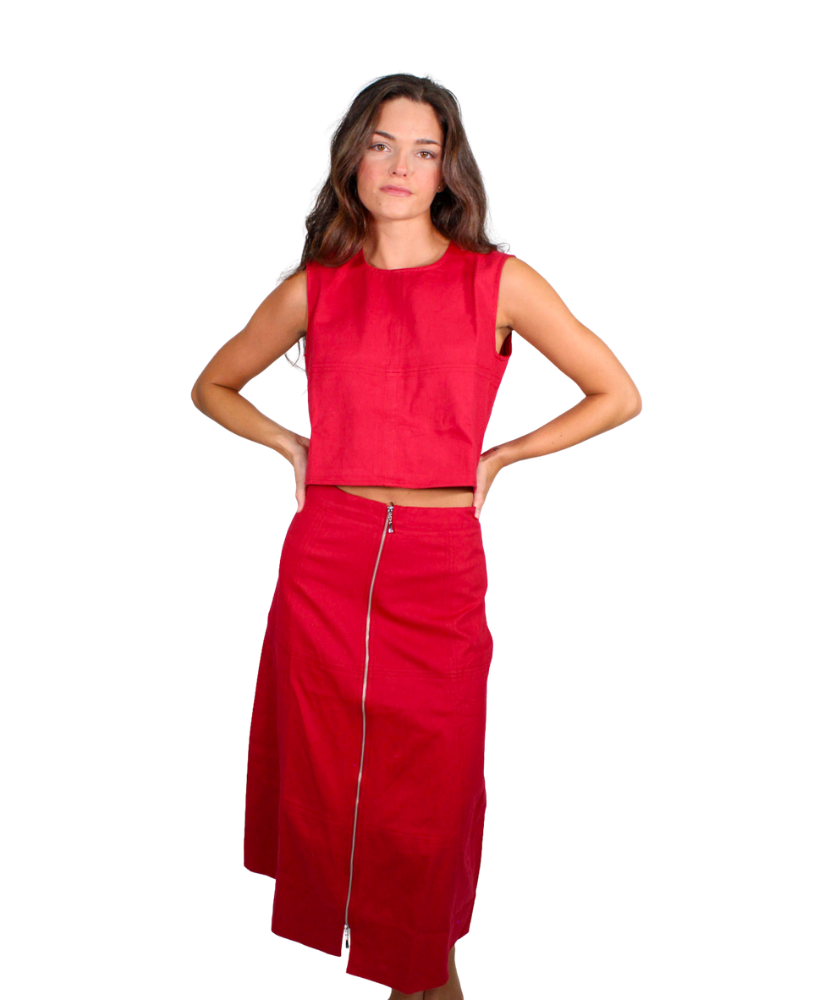 Jackie Zipper Midi Skirt