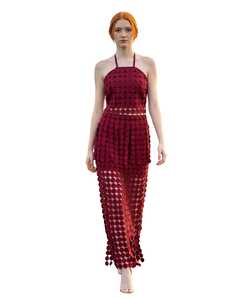 Hannah Lace Fring Halter Set