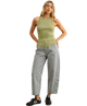 Mini Checker Pattern Barrel Pants