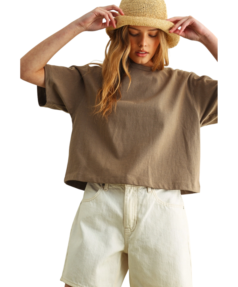 Linen Knitted Short Sleeve Top
