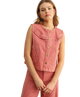 Gingham Printed Button Front Vest
