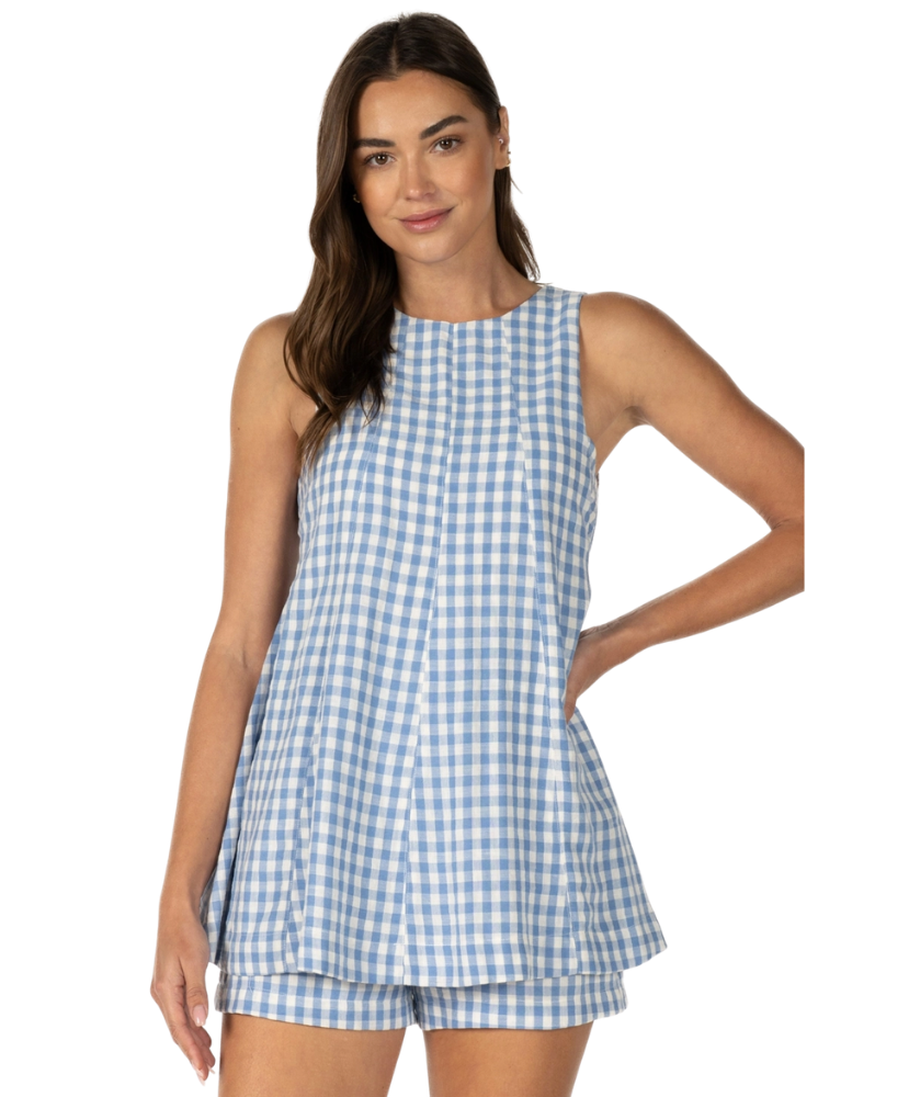 Charlie Gingham Sleeveless Baby Doll Romper