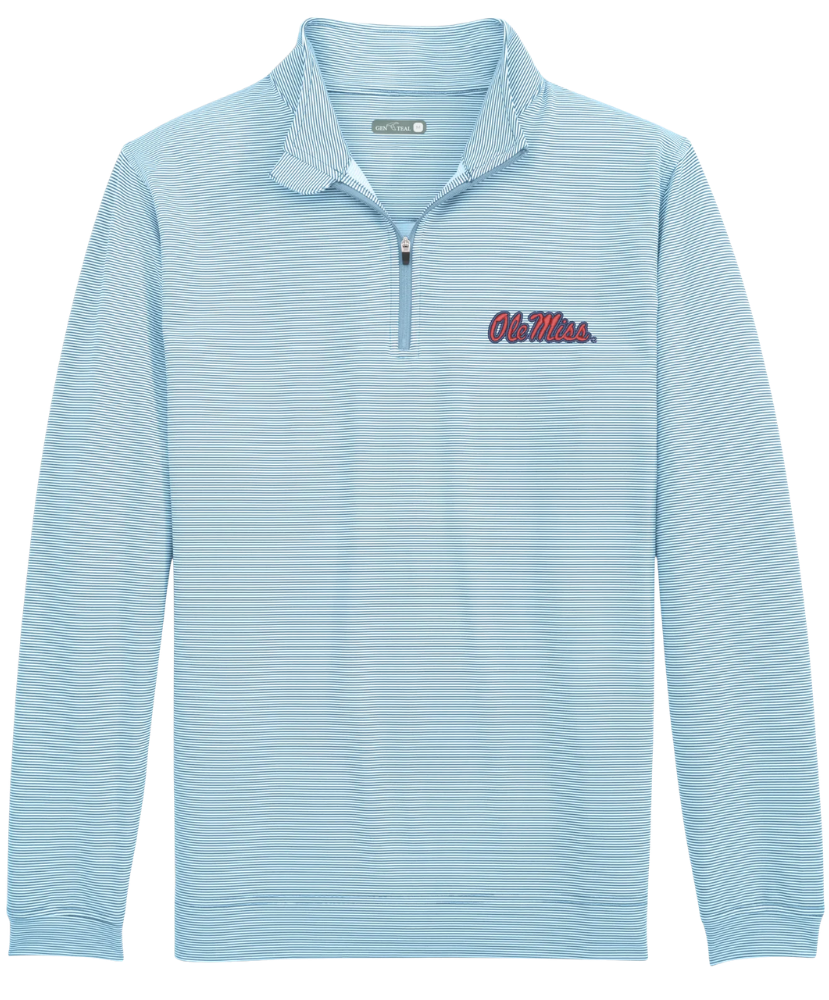 Genteal Apparel - Venture Pinstripe Performance Quarter-Zip- Ole Miss Script Logo