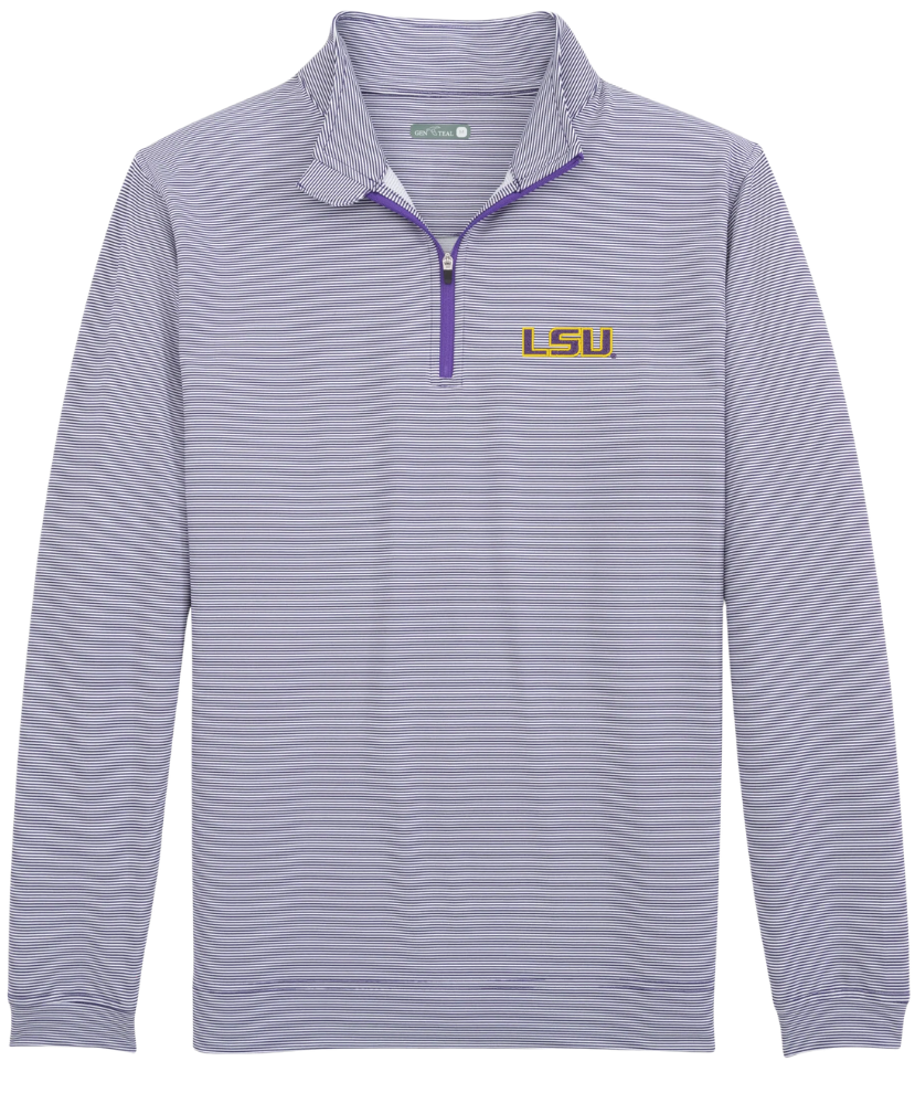 Genteal Apparel - Venture Pinstripe Performance Quarter-Zip- LSU Logo