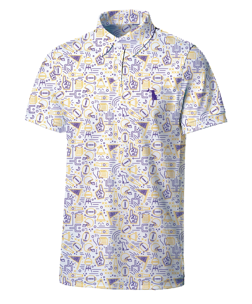 Local Boy - Dirty Myrtle Polo - Collegiate Game Day Yellow-Purple