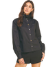 Raleigh Ruffle High Neck Button Down Shirt