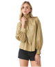 Raleigh Ruffle High Neck Button Down Shirt