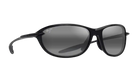 Black MAUI JIM Polarized sunglasses with gray lenses on a white background