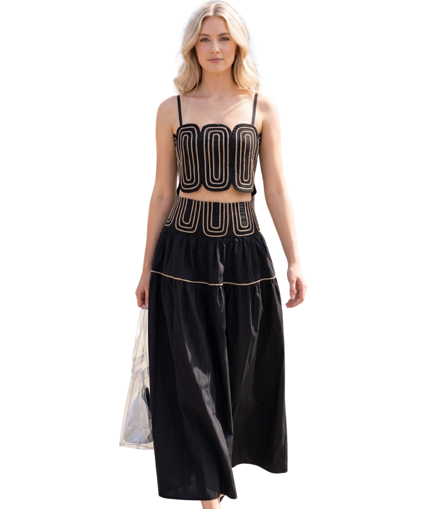 Amanda Lace Trimmed Skirt Set