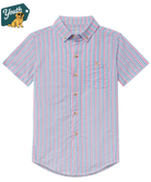 Striped short-sleeve shirt on a white background with 'Youth' logo.