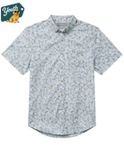 Short-sleeve Kid's button-up shirt with a subtle pattern on a white background, featuring the 'Youth' brand logo.