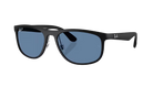 Black Ray-Ban RB4468 sunglasses with blue polarized lenses on a white background