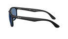 Black Ray-Ban RB4468 sunglasses with blue polarized lenses on a white background