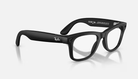Black Ray-Ban META sunglasses with transition lenses on a clear background