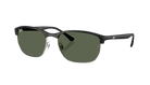 Black Ray-Ban RB4469 sunglasses with green lenses on a white background