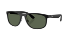 Black Ray-Ban RB4468 sunglasses with green lenses on a white background