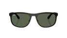 Black Ray-Ban RB4468 sunglasses with green lenses on a white background