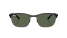 Black Ray-Ban RB4469 sunglasses with green lenses on a white background